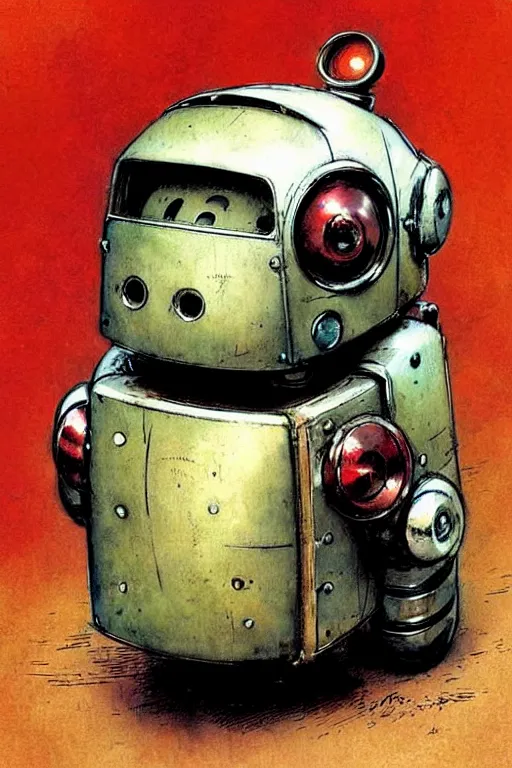 Image similar to adventurer ( ( ( ( ( 1 9 5 0 s retro future android robot fat robot mouse wagon. muted colors. ) ) ) ) ) by jean baptiste monge!!!!!!!!!!!!!!!!!!!!!!!!! chrome red