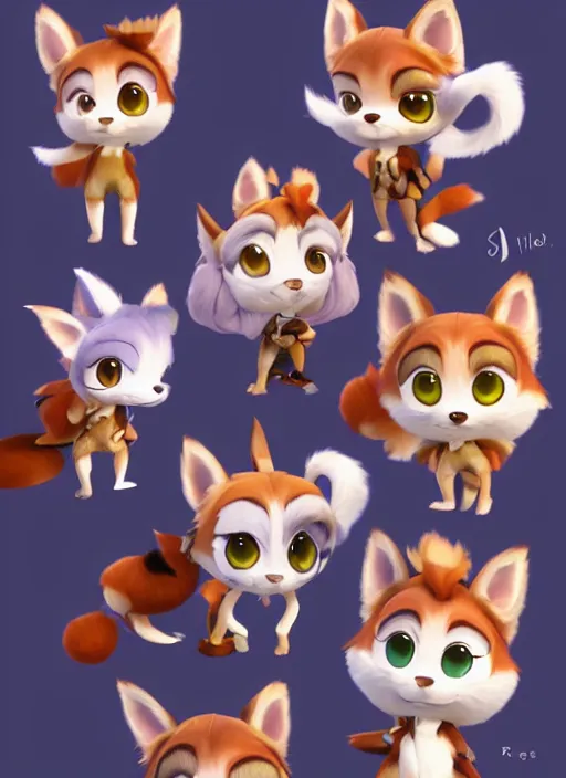 Image similar to female furry mini cute style, character adoptable, highly detailed, rendered, ray - tracing, cgi animated, 3 d demo reel avatar, style of maple story and zootopia, maple story gun girl, fox from league of legends chibi, soft shade, soft lighting