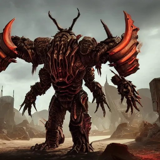 Image similar to armored insect monster from doom eternal