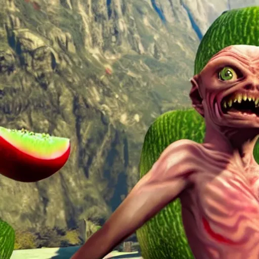 Image similar to Gollum eating watermelon gta v loading screen