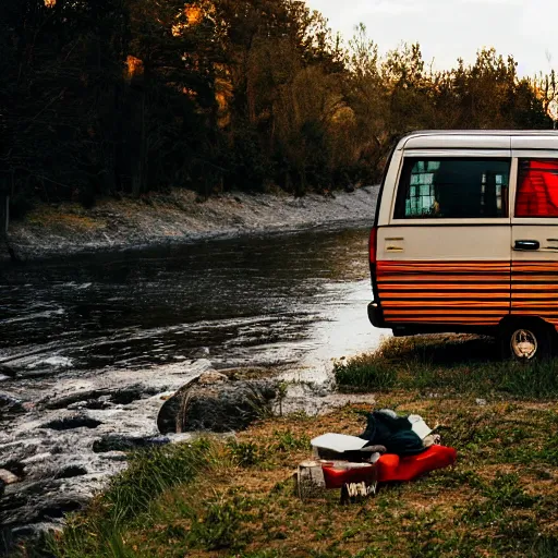 Prompt: Matt Foley living in a van down by the River, EOS 5DS R, ISO100, f/8, 1/125, 84mm, RAW Dual Pixel, Dolby Vision, Adobe