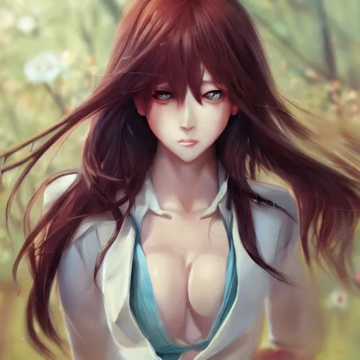 Image similar to kurisu makise, elegant, ultra highly detailed, digital painting, smooth, sharp focus, artstation, pixiv, art by Ina Wong, Bo Chen, artgerm, rossdraws, sakimichan