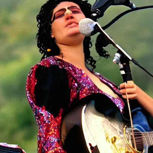 Prompt: sappho of lesbos performing at woodstock 99