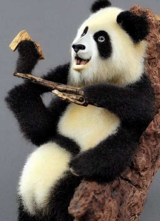 Prompt: Images on the store website, eBay, Full body, Miniature of a angry panda