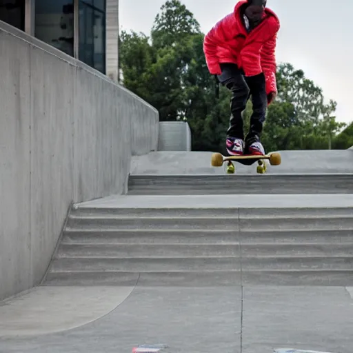 Prompt: Harriet Tubman skateboarding, doing a kickflip over stairs, skate video