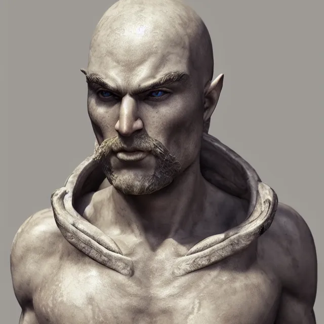 Prompt: marble sculpture of a warrior elf man, realistic, unreal engine render, octane render, hyper realistic, photo, 8 k, cinematic lighting