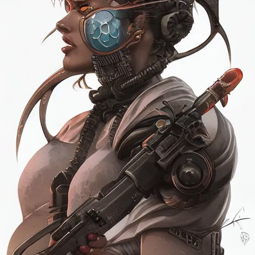 Image similar to evil hero infernal sniper, heroine, beautiful, detailed symmetrical close - up portrait, intricate complexity, in the style of artgerm and peter mohrbacher, cel - shaded