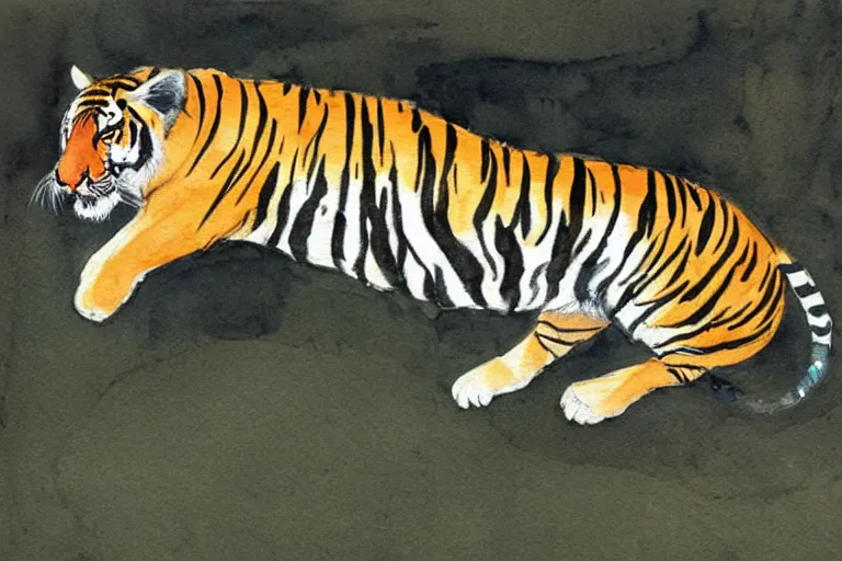 Prompt: ciri riding a tiger, art, minimalistic painting, watercolor on paper, high quality, by Berthe Morisot, trending on artstation