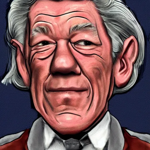 Prompt: portrait of ian mckellen in the style of homestar runner