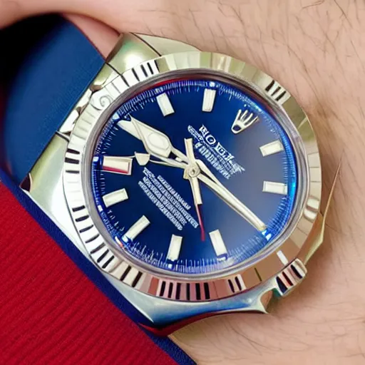 Image similar to superman - themed rolex watch, photo, magazine ad, beautiful, expensive