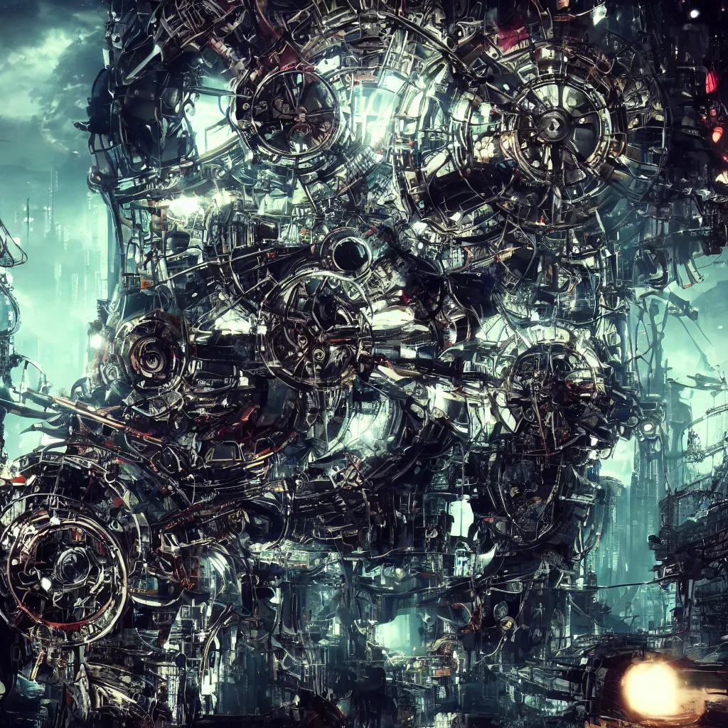 Image similar to Beautiful Photo of the Time Machine. Gear mechanism. Cyberpunk. splatterpunk. 4K. Future