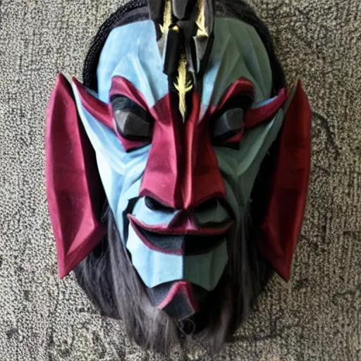 Image similar to dragon priest mask that looks like the face of snoop dogg