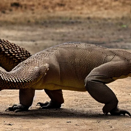 Image similar to a hybrid between a komodo-dragon and a pangolin, national geographic file-photo, photography