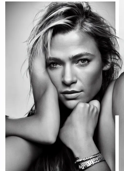 Prompt: portrait of beautiful female chris hemsworth by mario testino, headshot, detailed, award winning, sony a 7 r