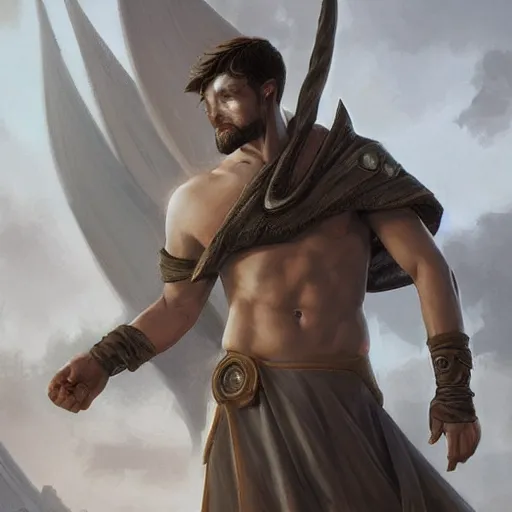 Prompt: robed male triton, naval background, fantasy, D&D, portrait, piercing stare, highly detailed, digital painting, HD, artstation, concept art, matte, sharp focus, illustration, art by artgerm and greg rutkowski