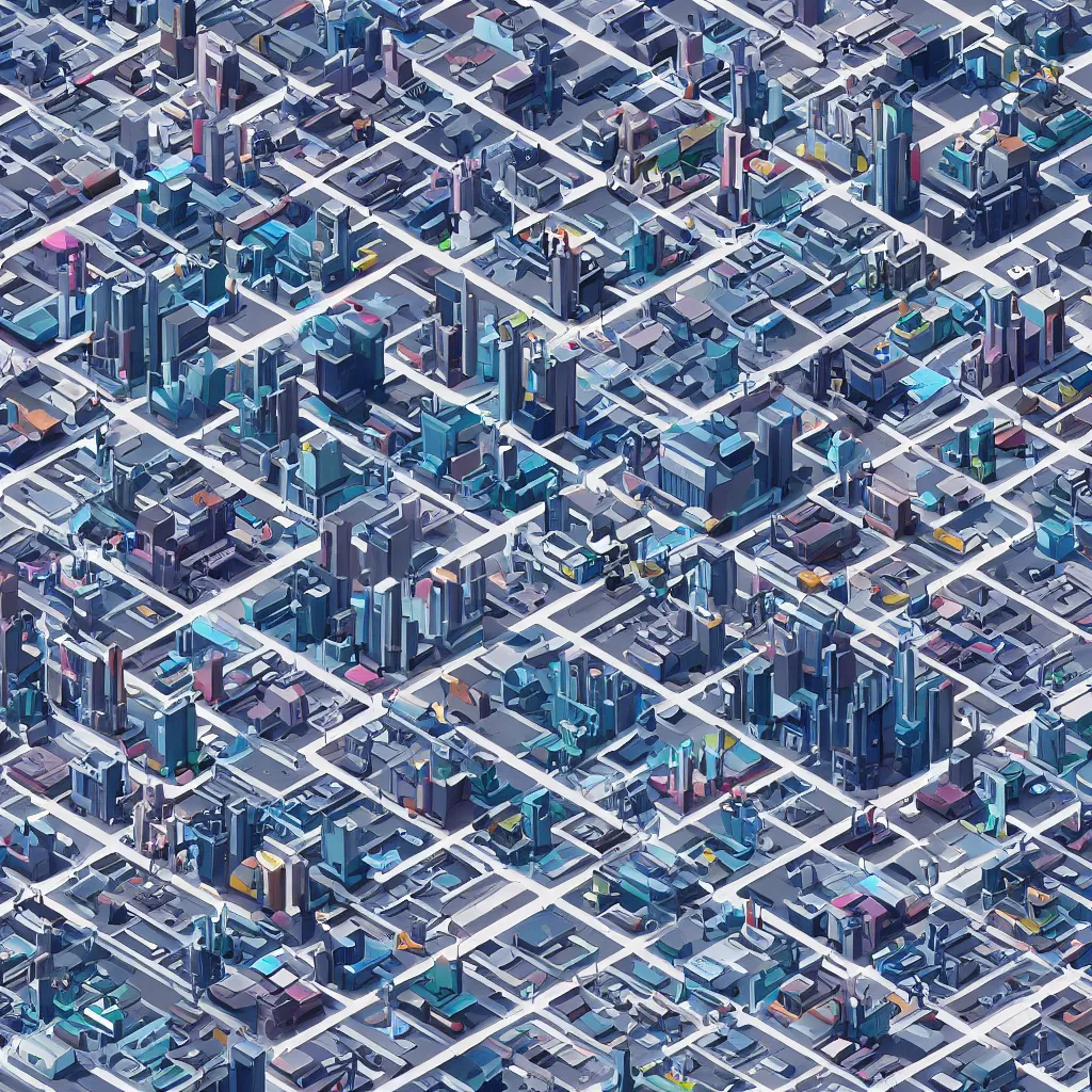 Image similar to A futuristic city that resembles a computer, detailed, isometric