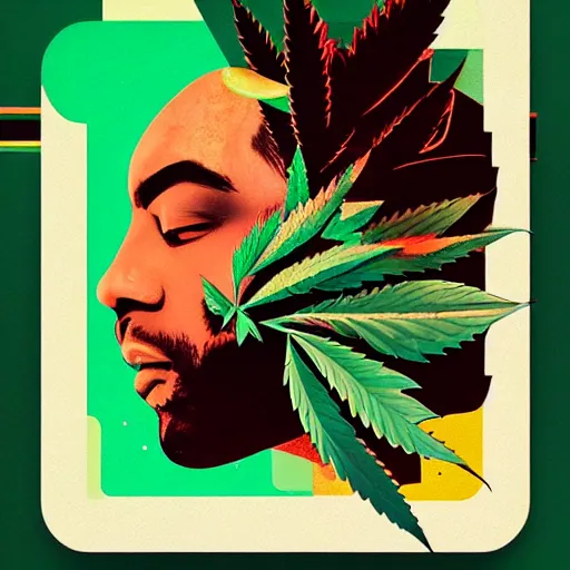 Image similar to marijuana profile picture by sachin teng, miami, organic painting, marijuana smoke, matte, hiphop, hard edges, energetic, 3 d shapes, asymmetrical, smoke, green, masterpiece