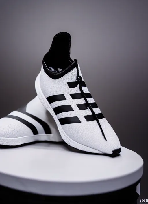 Image similar to hyperrealistic and heavy detailed product photo adidas avant garde shoes of movie the fifth element, in front of white back drop, whole shoe is in picture, leica sl 2 5 0 mm, vivid color, high quality, high textured, real life