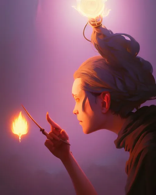 Image similar to highly detailed vfx portrait of a mage casting a light spell, unreal engine, greg rutkowski, loish, rhads, beeple, makoto shinkai and lois van baarle, ilya kuvshinov, rossdraws, tom bagshaw, alphonse mucha, global illumination, detailed and intricate environment
