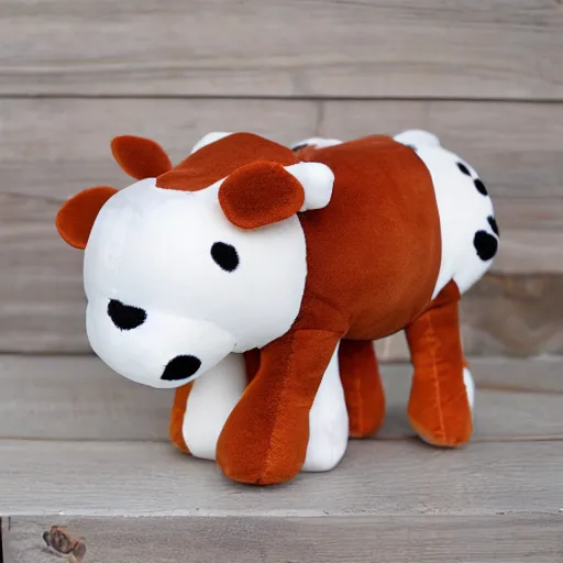 Image similar to squishmallow plush stuffed animal cow with brown spots