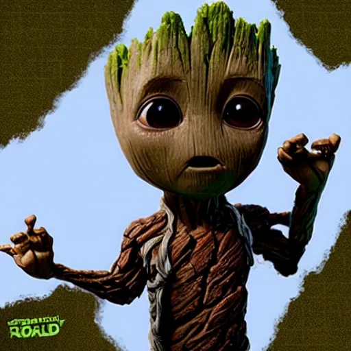 Prompt: Baby Groot + Grogu, RDR 2 mod