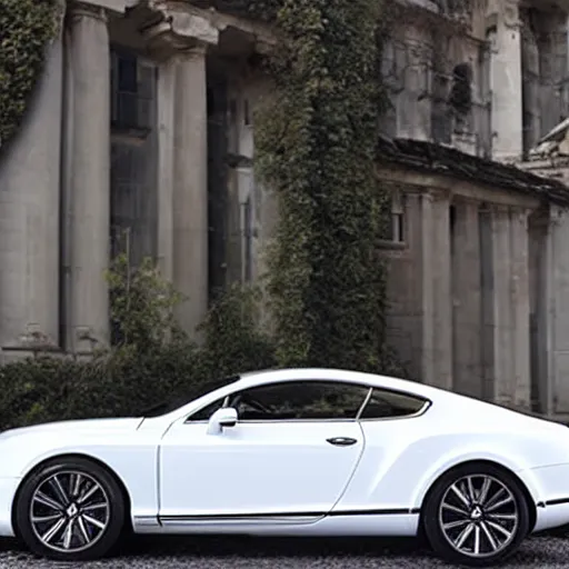 Prompt: white Bentley Continental Gt !Exploding