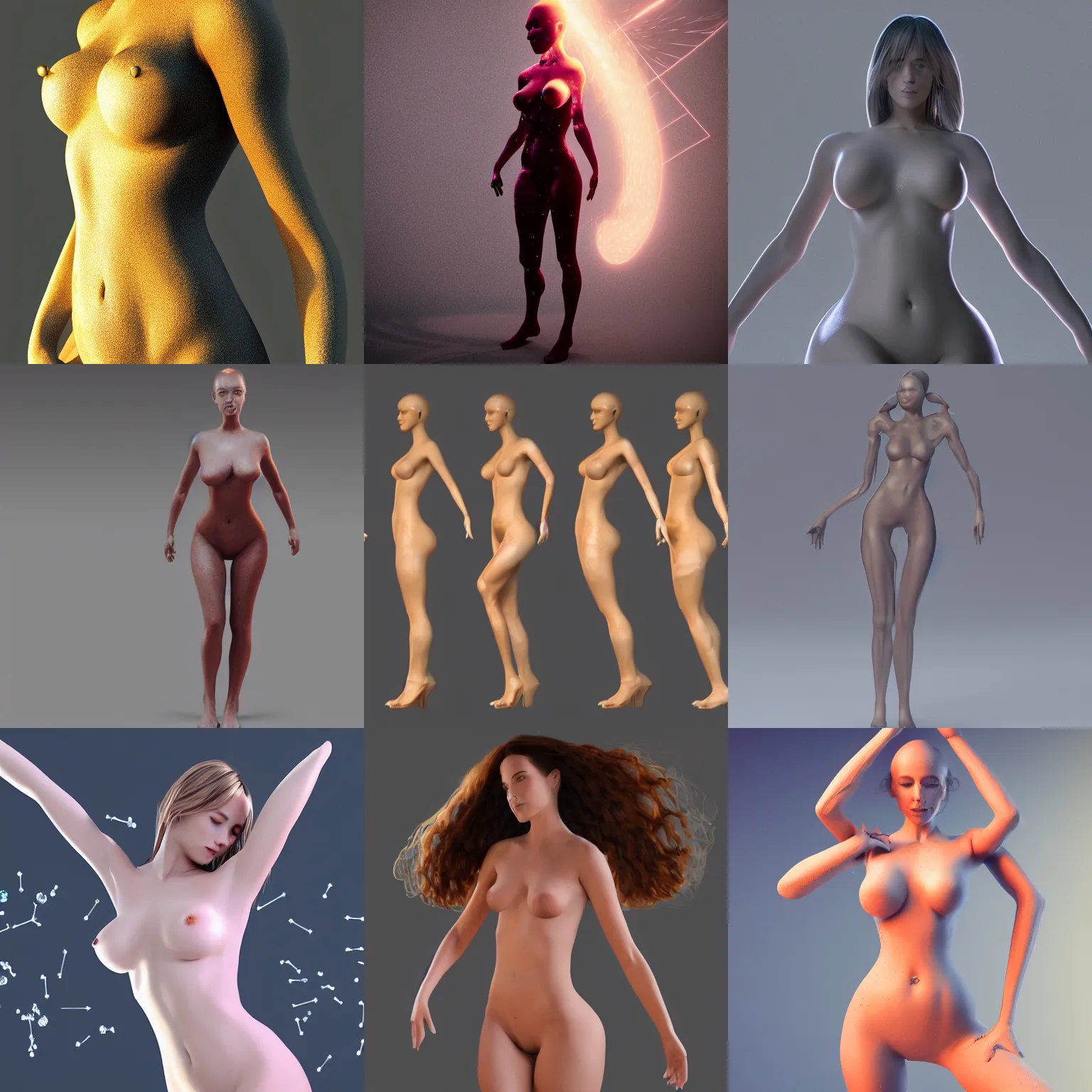 Prompt: particles forming a female body shape effect particle dynamics render art unreal engine