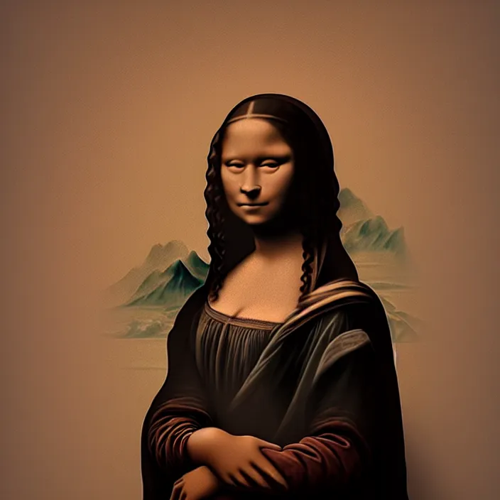 Image similar to an Afro American girl as Mona Lisa by Kara Walker. details, smooth, sharp focus, illustration, realistic, cinematic, artstation, award winning, rgb , unreal engine, octane render, cinematic light, macro, depth of field, blur, red light and clouds from the back, highly detailed epic cinematic concept art CG render made in Maya, Blender and Photoshop, octane render, excellent composition, dynamic dramatic cinematic lighting, aesthetic, very inspirational, arthouse.