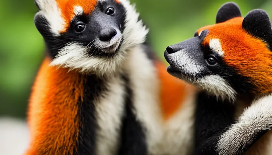 Prompt: ailurus fulgens wearing a white shirt and sunglasses, national geographic, our planet, photography