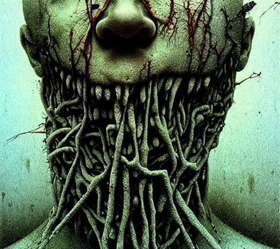 Image similar to face shredded like paper peeling scream, dark, surreal, highly detailed horror dystopian, by zdzisław beksinski, creepy, unsettling