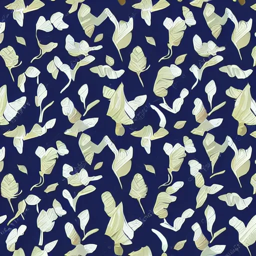 Prompt: fabric pattern of minimalistic birds and leaves