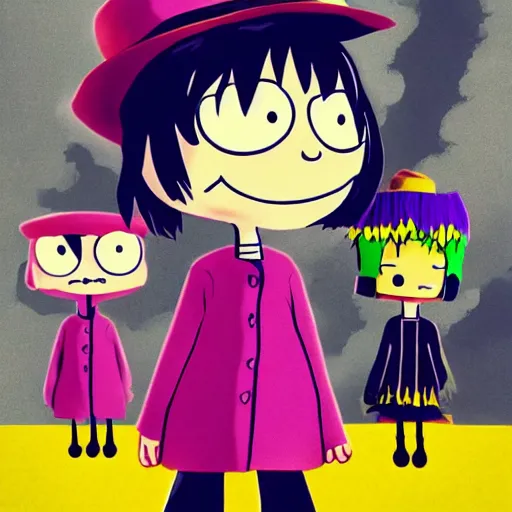 Image similar to six from little nightmares, lucy loud, noodle gorillaz phase 2, kris deltarune, joey ramone