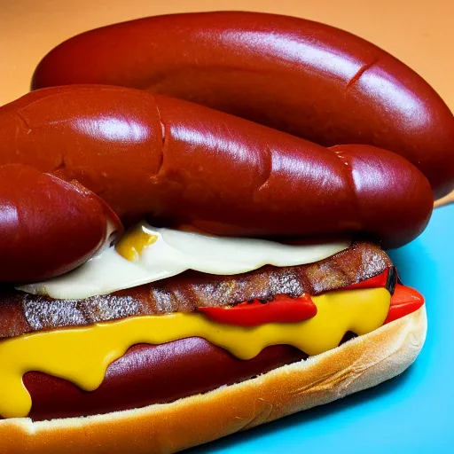 Prompt: a picture of a hot dog but it's a hamburger