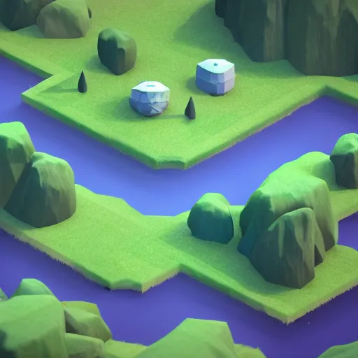 Prompt: amazing landscape, mobile game 3 d render, minimalistic, octane, by nickelodeon style, depth of field, isometric,