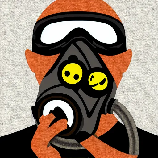 Image similar to emoji wearing a gas mask