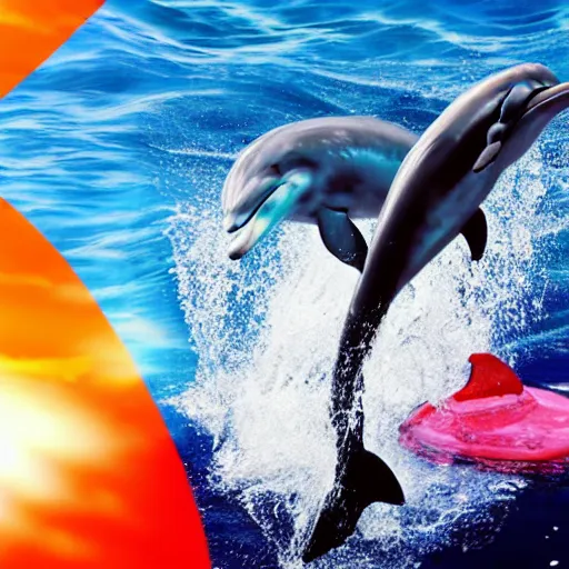 Image similar to dolphins ruling over humans, cinematic, visual asmr, 8 k