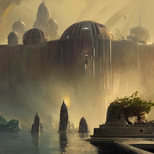 Image similar to star wars concept art of naboo by greg rutkowski, sharp foccus, cinematic ilumination, nostalgic atmosphere.