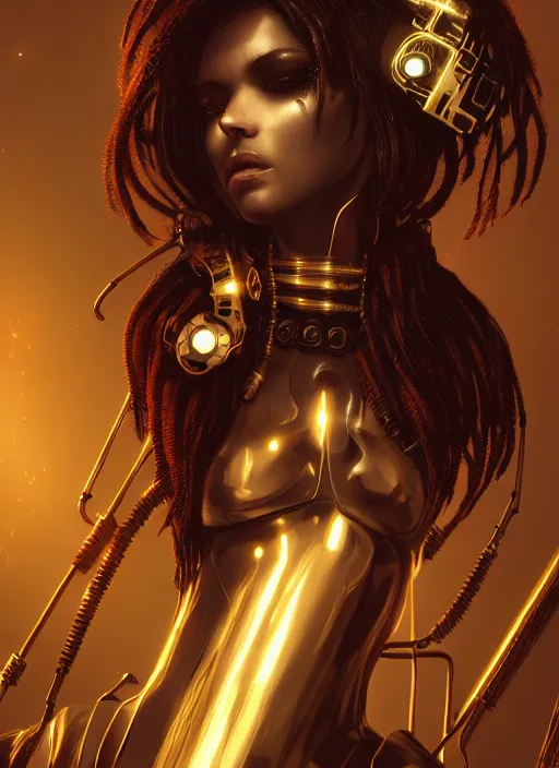 Prompt: soft lustrous ebony biotech raver gutter punk gothic cyborg, golden ratio, details, scifi, fantasy, cyberpunk, intricate, decadent, highly detailed, digital painting, octane render, artstation, concept art, smooth, sharp focus, illustration, art by artgerm, loish, wlop