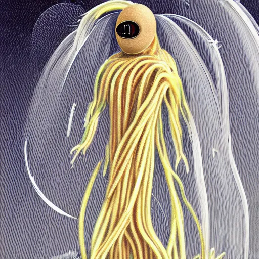 Image similar to realistic dioramic informatic drawing of spaghettification for dummies cheval, michael style painting