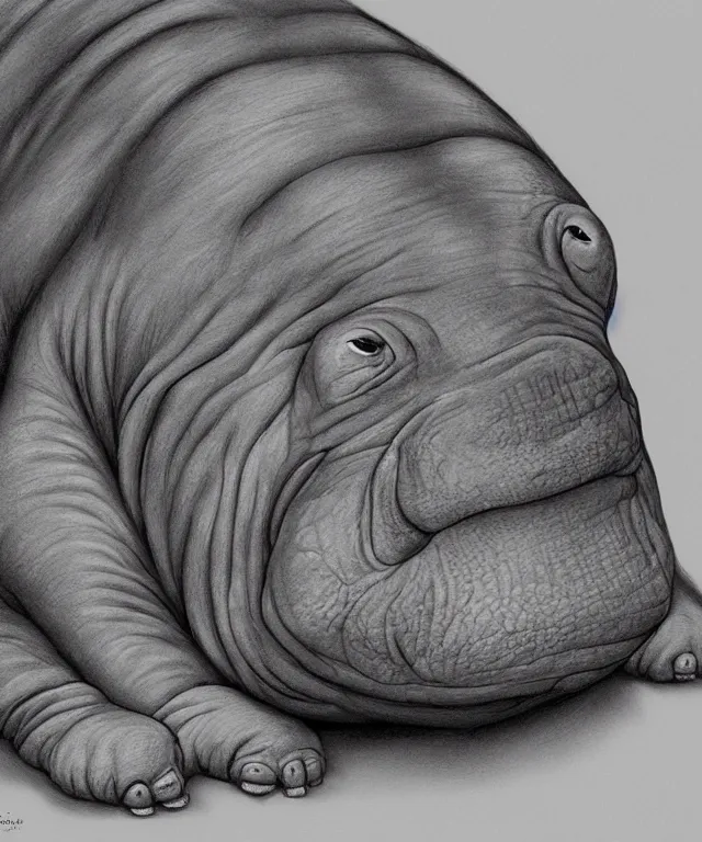 Prompt: tired anthropomorphic hippo lying in bed, closeup, accurate features, focus, very intricate ultrafine details, masterpiece, 8 k hd, realistic shaded lighting, digital painting, artstation, concept art, kids book illustration, sharp focus, illustration