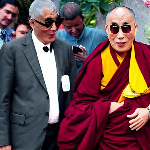 Prompt: dalai - lama with pimp gold necklace