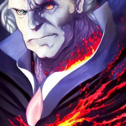 Prompt: portrait of dark biden as the master of the dark flames of destruction, anime fantasy illustration by tomoyuki yamasaki, kyoto studio, madhouse, ufotable, trending on artstation