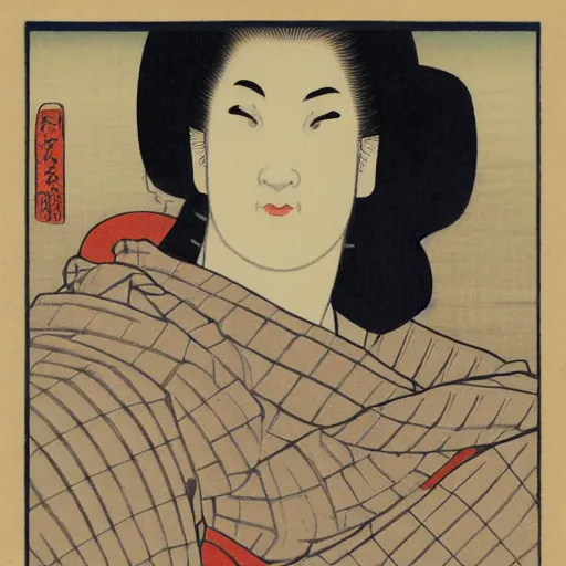 Image similar to Kaitlyn Michelle Siragusa, better known as Amouranth, full body portrait, by Katsushika Hokusai, Ukiyo-e style