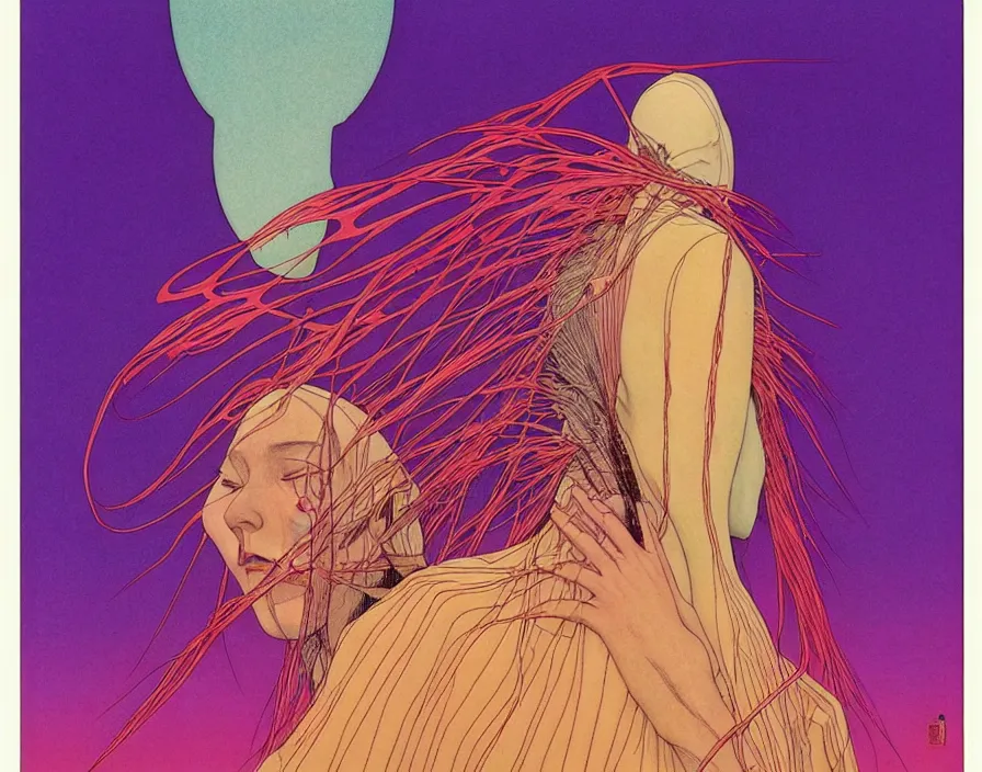 Image similar to ( ( ( ( the sorrow ) ) ) ) by mœbius!!!!!!!!!!!!!!!!!!!!!!!!!!!, overdetailed art, colorful, artistic record jacket design