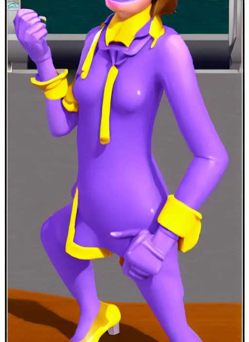 Image similar to waluigi as a woman, nintendo video game graphics