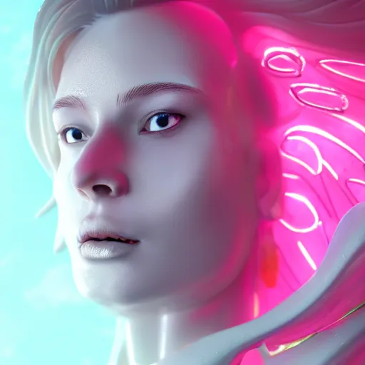 Prompt: angel spirit guide, cartoon portrait made out of rain, realistic, highly detailed, neon, rendered in octane, unreal engine, beautiful, trending on artstation, emotional