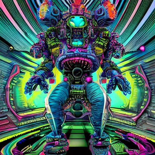Image similar to hyper-maximalist overdetailed comic monster by beastwreckstuff and jimbo phillips. Cosmic horror infused retrofuturist style. Hyperdetailed high resolution Render by binx.ly in discodiffusion. Dreamlike polished render by machine.delusions. Sharp focus.