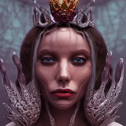 Image similar to queen of vile, 4 k, intricate, jaw dropping, gorgeous, surreal, octane render