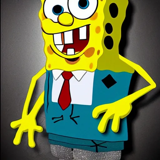 Image similar to spongebob squarepants, evil!!!!!!! sharp teeth, horror, realistic, studio photo