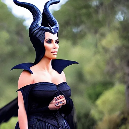 Prompt: A still of Kim Kardashian as Maleficent